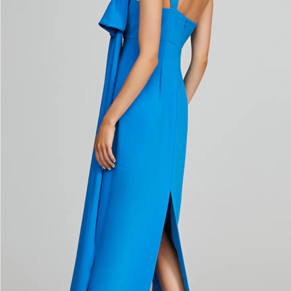 Halston Olivia Gown One Shoulder Peacock Azur Blue - Picture 2 of 15